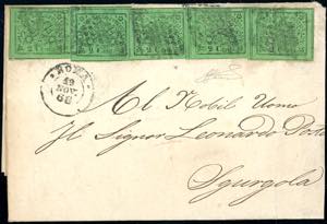 1868 - 2 cent. verde giallo (13), cinque ... 