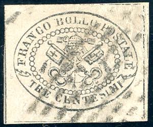 1867 - 3 cent. grigio rosa, non dentellato ... 