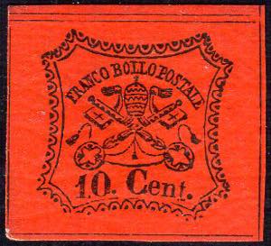 1867 - 10 cent. vermiglio arancio (17), ... 