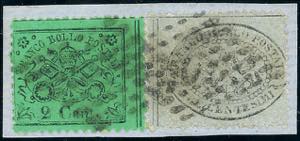 1868 - 3 cent. grigio, 2 cent. verde chiaro ... 