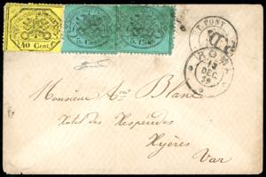 1869 - 40 cent. giallo limone, 5 cent. ... 