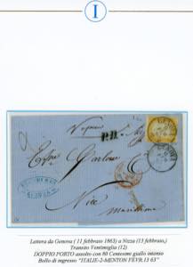 SARDEGNA-FRANCIA 1863 - 80 cent. ... 