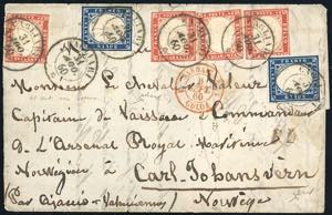 SARDEGNA-NORVEGIA 1860 - 20 cent. azzurro ... 