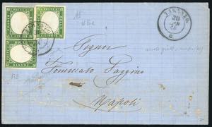 1863 - 5 cent. verde cupo, due esemplari, ... 