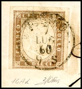 1860 - 10 cent. bruno chiaro ... 
