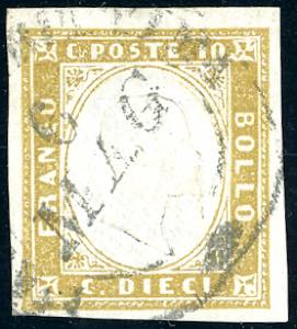 1862 - 10 cent. giallo olivastro (14Dc), ... 