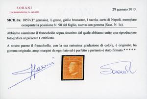 1859 - 1/2 grano giallo brunastro, ... 