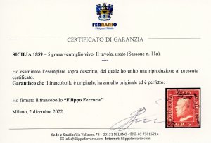 1859 - 5 grana vermiglio vivo, II ... 