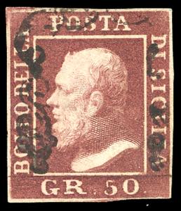 1859 - 50 grana lacca bruno (14), ... 