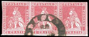 1851 - 1 crazia carminio su grigio ... 