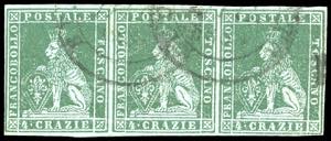1851 - 4 crazie verde su grigio ... 