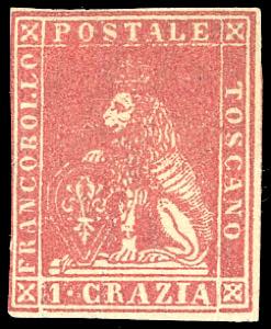 1857 - 1 crazia carminio chiaro, II ... 