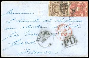 1860 - 40 cent. carminio, 10 cent. bruno ... 