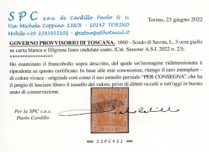 1860 - 3 lire ocra giallo (23), ... 