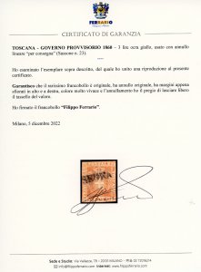 1860 - 3 lire ocra giallo (23), ... 