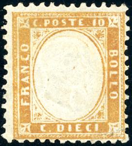 1862 - 10 cent. bistro arancio (1g), gomma ... 