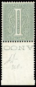 1863 - 1 cent. verde grigio chiaro, De la ... 