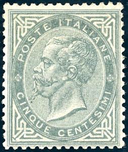 1866 - 5 cent. De La Rue, tiratura di Torino ... 