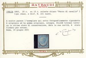 1865 - 20 cent. su 15 cent. Ferro ... 