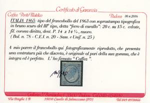 1865 - 20 cent. su 15 cent. Ferro ... 