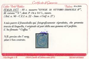 1877 - 10 cent. azzurro (27), ... 