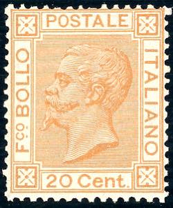 1877 - 20 cent. ocra arancio (28), buona ... 