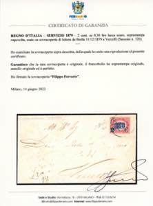 1879 - 2 cent. su 0,30 lire ... 