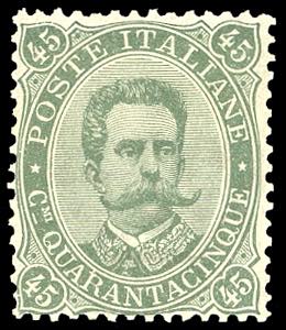 1889 - 45 cent. verde oliva Umberto I (46), ... 