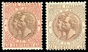 1893 - 20 cent. rosso e bruno, 20 ... 