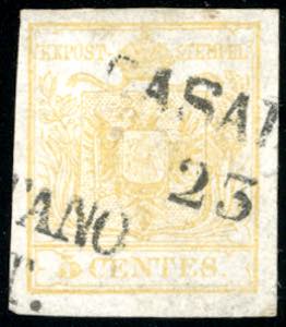 1850 - 5 cent. giallo limone ... 