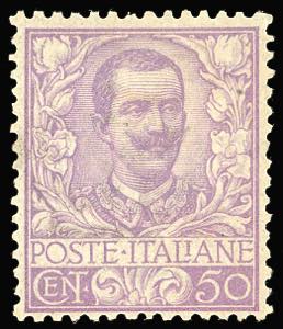 1901 - 50 cent. malva Floreale (76), nuovo, ... 