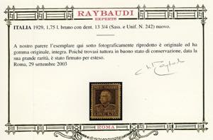 1929 - 1,75 lire bruno, dent. 13 ... 