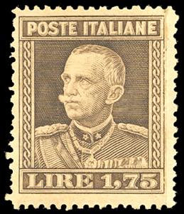 1929 - 1,75 lire bruno, dent. 13 3/4 (242), ... 