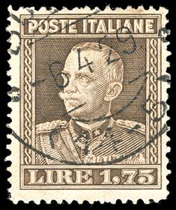 1929 - 1,75 lire bruno, dent. 13 3/4 usato ... 