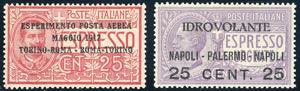 1917 - 25 cent. Torino-Roma e Napoli-Palermo ... 