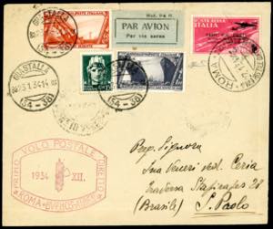 1934 - 5 lire volo Roma-Buenos Aires, con ... 