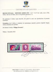 1933 - 5,25 + 44,75 lire trittico ... 