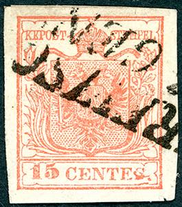1850 - 15 cent. rosso vermiglio chiaro, II ... 