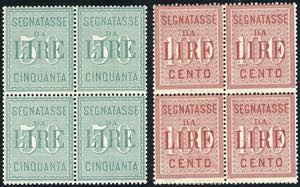 1884 - 50 e 100 lire (15/16), blocchi di ... 