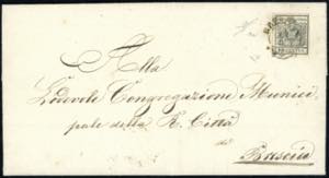 1858 - 10 cent. nero grigio, carta ... 