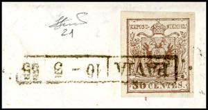 1855 - 30 cent. bruno, carta a ... 