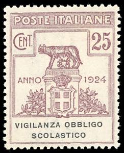 VIGILANZA OBBLIGO SCOLASTICO 1924 - 25 cent. ... 