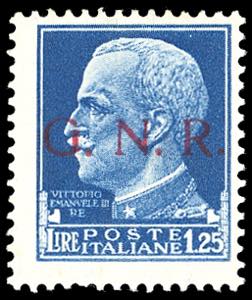 1943 - 1,25 lire soprastampa G.N.R.  Del I ... 