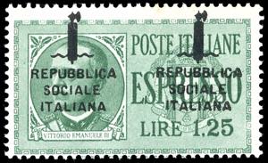1944 - 1,25 lire, soprastampa fascetto e ... 