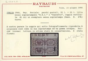 1944 - 20 lire, coppia verticale, ... 