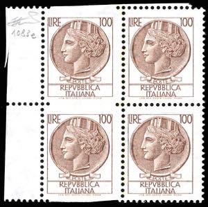 1968 - 100 lire bruno Siracusana, blocco di ... 