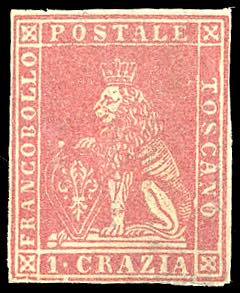 1857 - 1 crazia carmino (12), gomma ... 