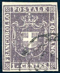 1860 - 1 cent. violetto bruno (17), perfetto ... 