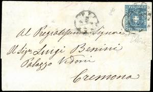 1861 - 20 cent. azzurro (20), perfetto, su ... 
