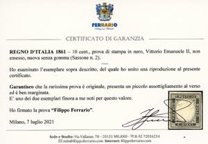 1861 - 10 cent., non emesso, prova ... 